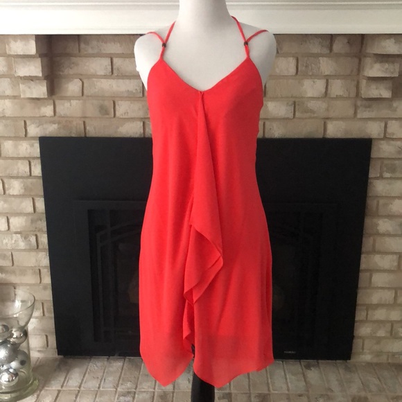 I.N San Francisco Coral Spaghetti Straps Sharkbite Dress size Small - Picture 2 of 15
